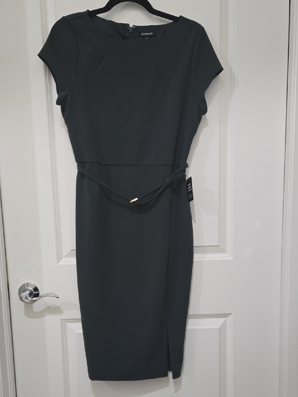 Express Dark Green Midi Dress with Belt